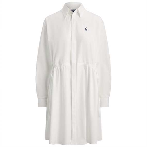 Polo Ralph Lauren Cotton Drawcord Skjorte Kjole, Hvid