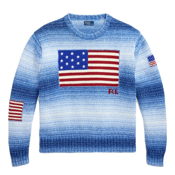 Polo Ralph Lauren Flag Ombré Cotton Sweater, Blue 
