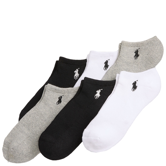 Polo Ralph Lauren Low Profile Socks 6-Pack, Grey Heather Mix