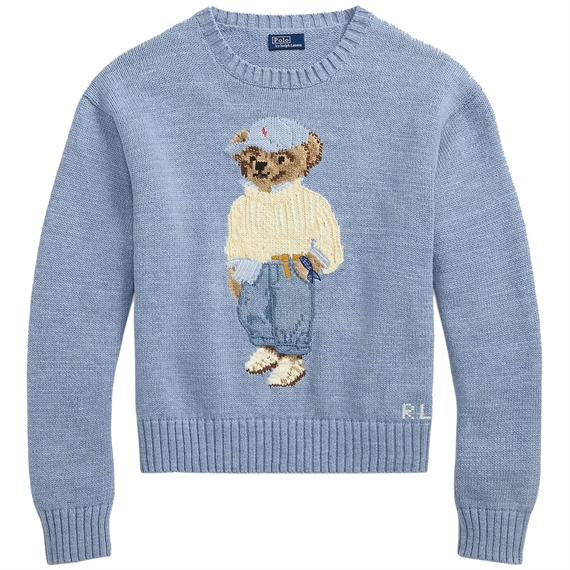 Polo Ralph Lauren Polo Bear Crewneck Jumper, Chambray Marl