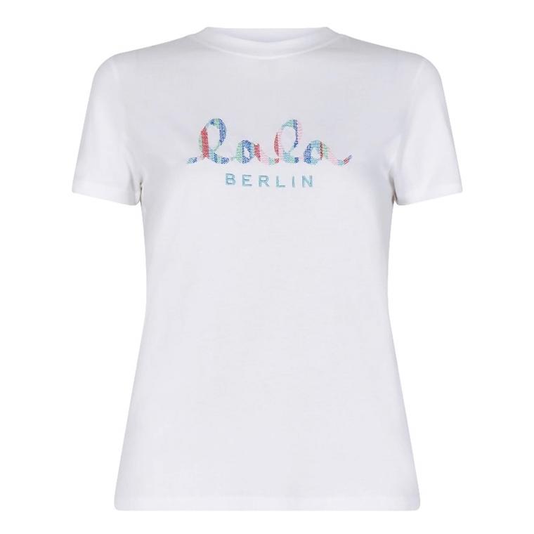 Lala Berlin T-shirt Reda X-Stitch, White/Multicolored