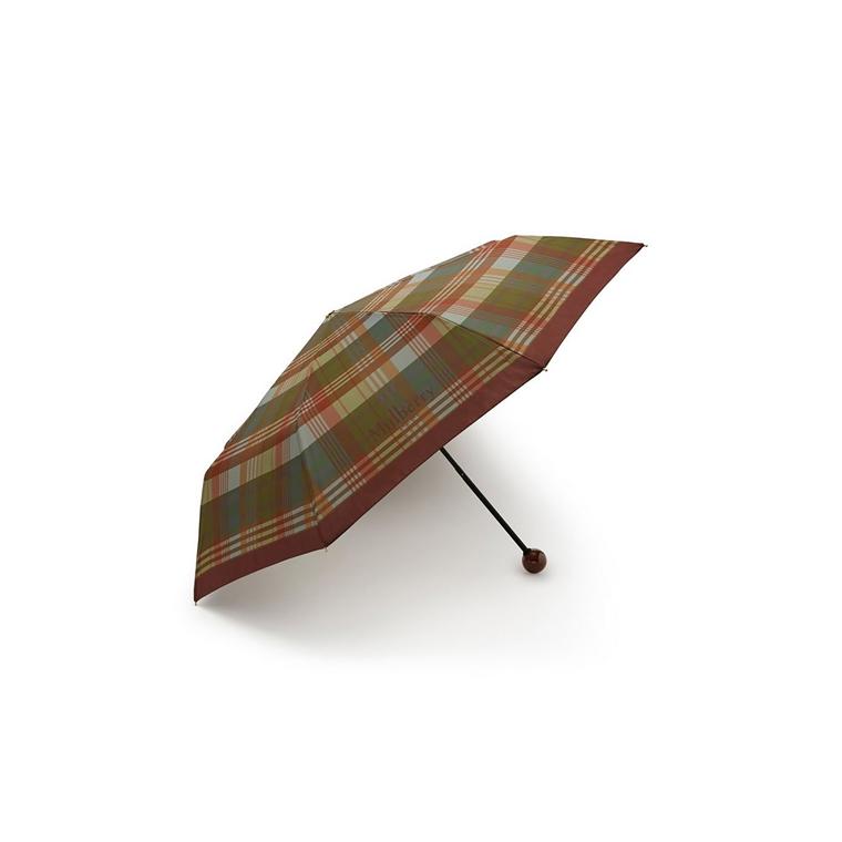 Mulberry Telescopic Umbrella Moss Heritage Check RU5394-000Q130