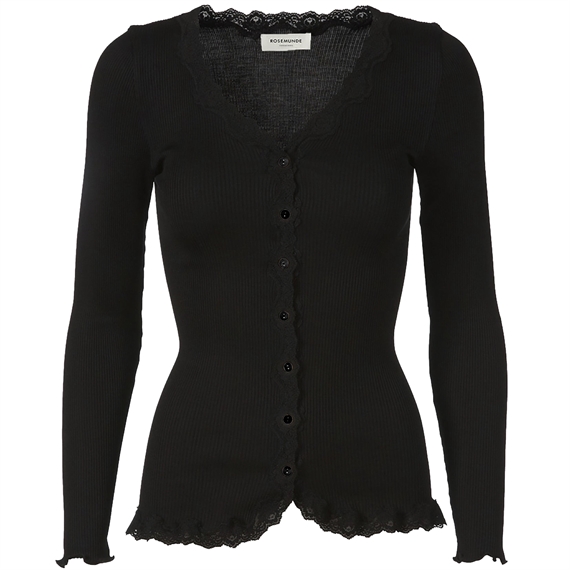 Rosemunde RWBabette Regular Lace Cardigan, Sort/Sort