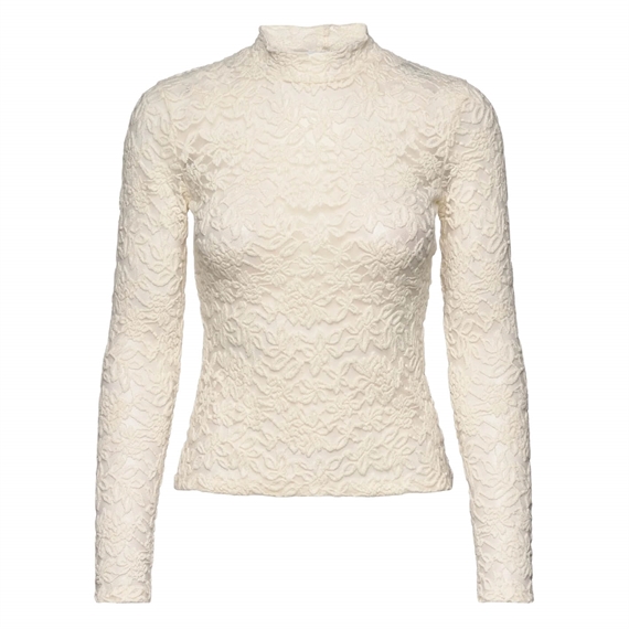 Rosemunde RWDelicia Lace LS Turtleneck T-shirt, Ivory 