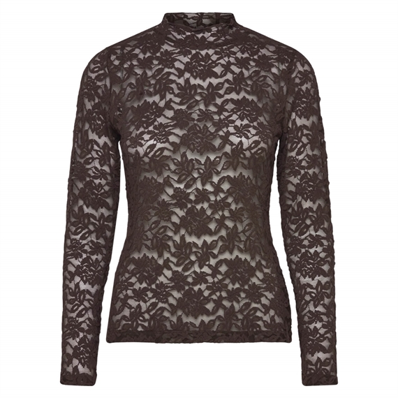 Rosemunde RWDelicia Lace LS Turtleneck T-shirt, Mole