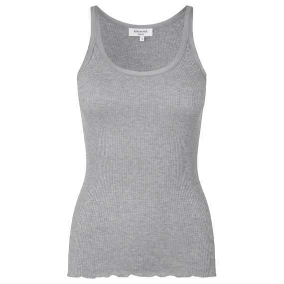 Rosemunde Rib Silke Top, Light Grey Melange  