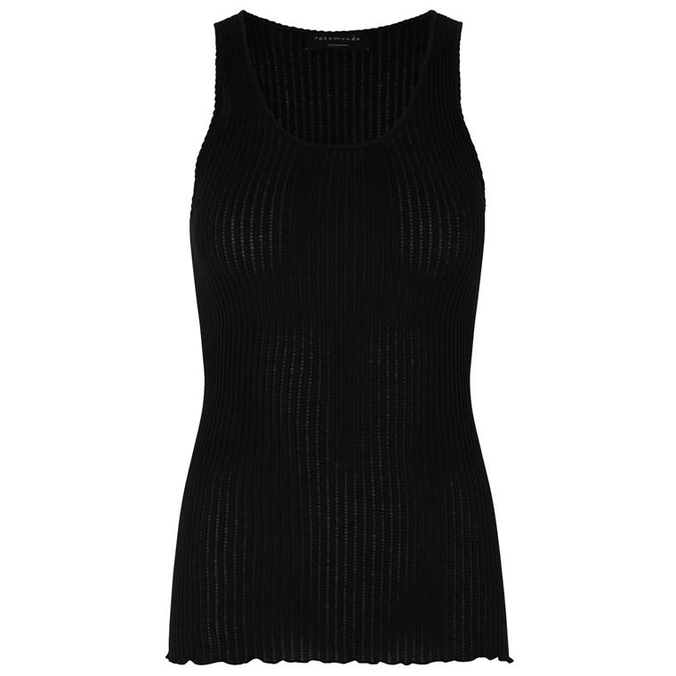 Rosemunde Ribbet Top, Sort 