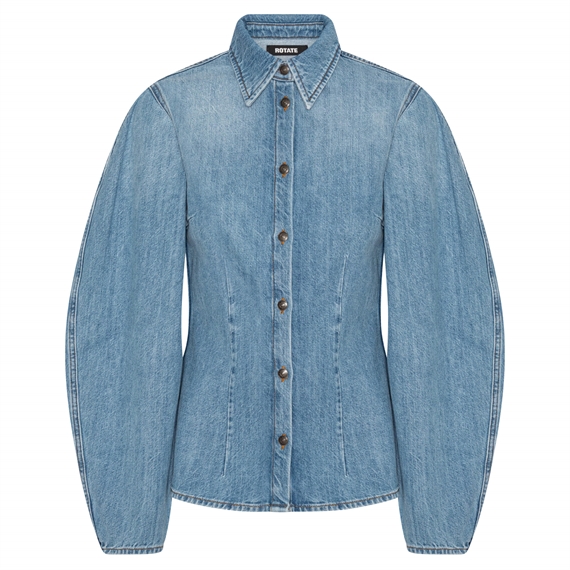 Rotate Denim Fitted Skjorte, Light Blue Denim 