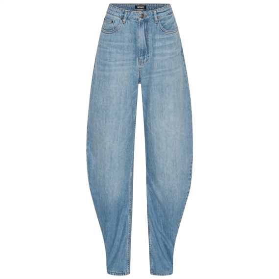 Rotate Draped Barrel Leg Jeans, Light Blue Denim 