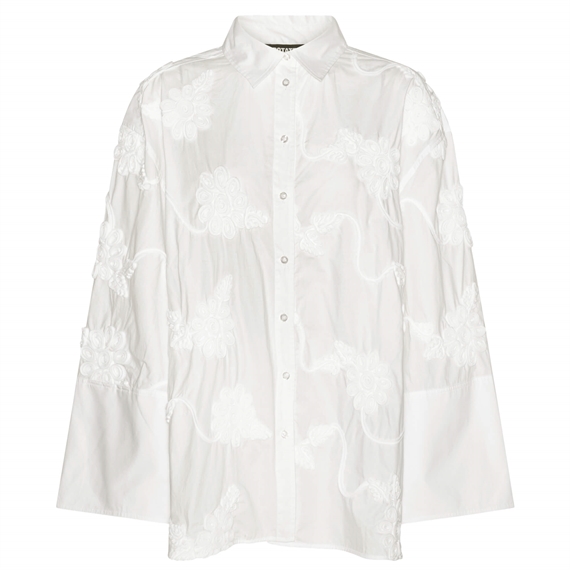 Rotate Flower Oversized Skjorte, Bright White 