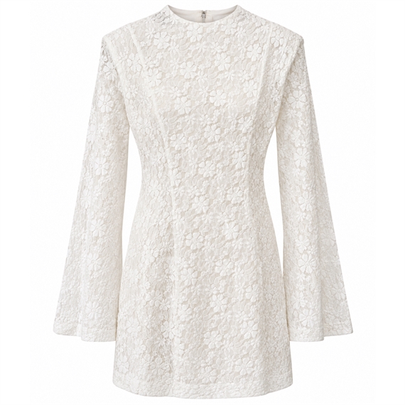 Rotate Lace Mini Kjole, Egret