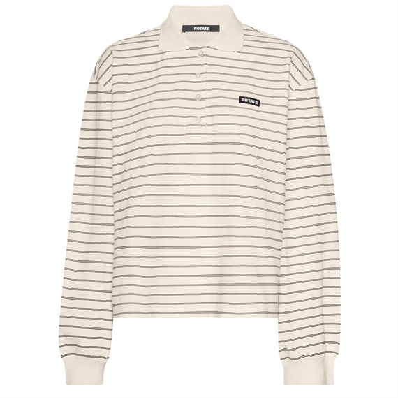 Rotate Pique Longsleeve Polo, Egret Combi 