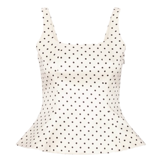 Rotate Polka Dot Sleeveless Top, Creme