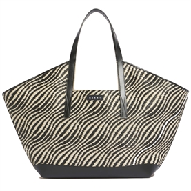 Marni Waves tote bag, Black Raffia-Effect