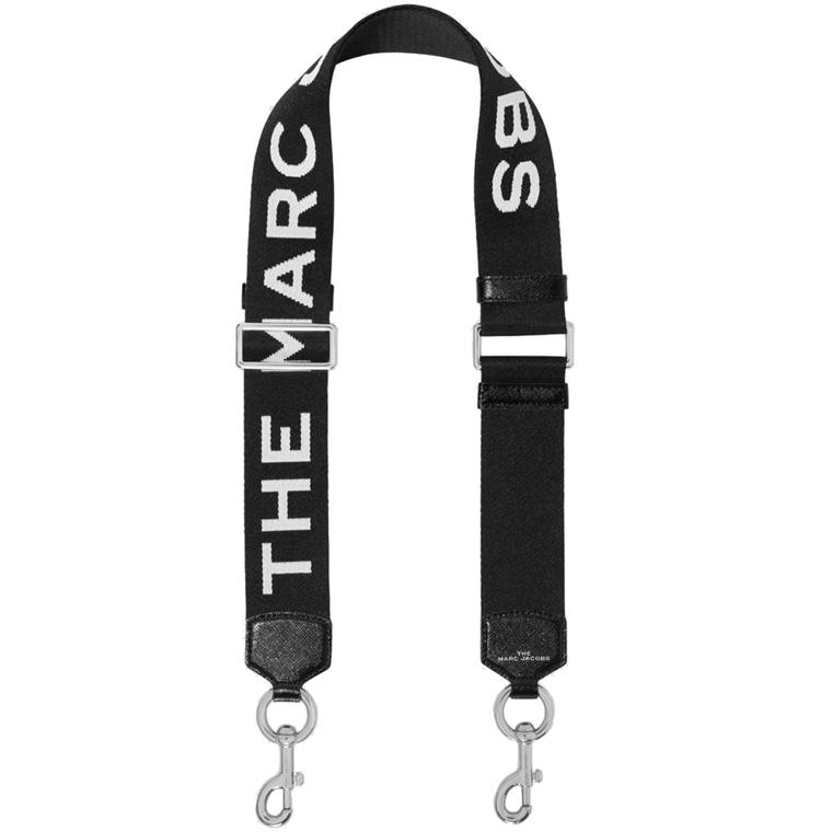 Marc Jacobs The Logo Webbing Strap, Black/Silver