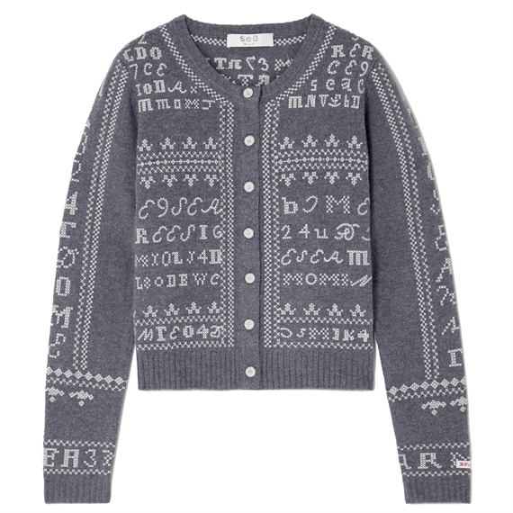 Sea New York Kit Embroidery Cardigan, Charcoal