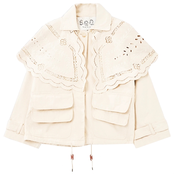 Sea New York MARIE Embroidery Cape Jacket, Cream