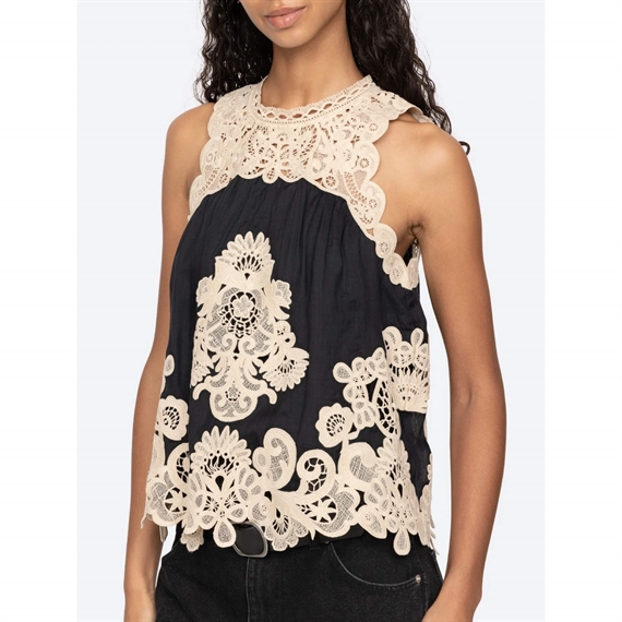 Sea New York Medina Lace Tank Top, Black