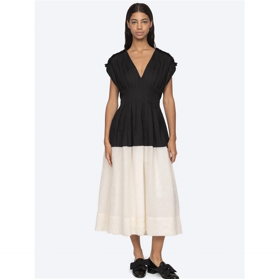 Sea New York NICOLA Ramie Tank Midi Kjole, Sort/Hvid