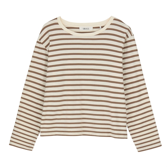 Skall Studio Loui Oversized Bluse, Light Brown/White Stripe 