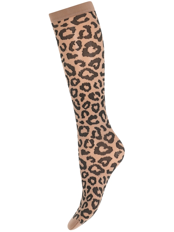 Sneaky Fox Leopard Knæstrømper, Cocoa Créme