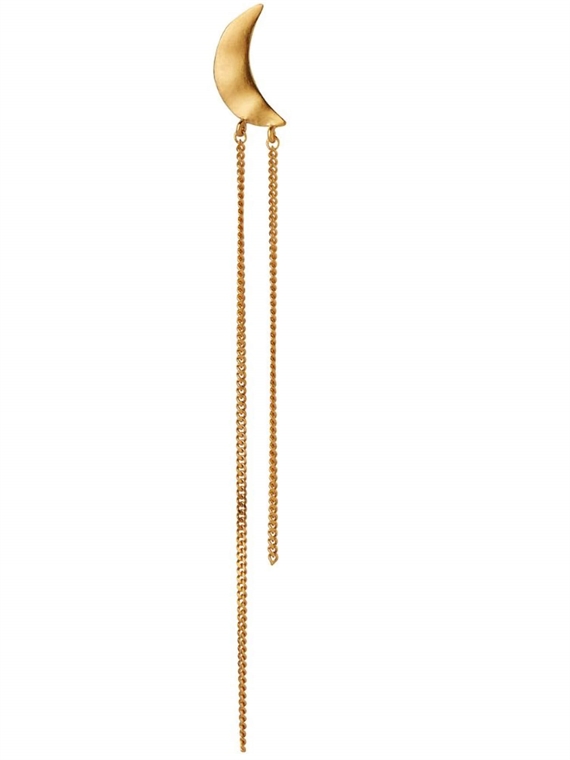 Stine A Bella Moon Earring With Long Chains, Guld