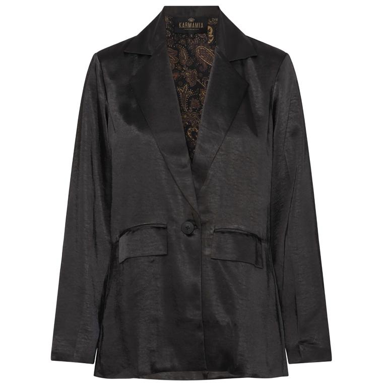 Suit Blazer, Black Rich Satin - Karmamia