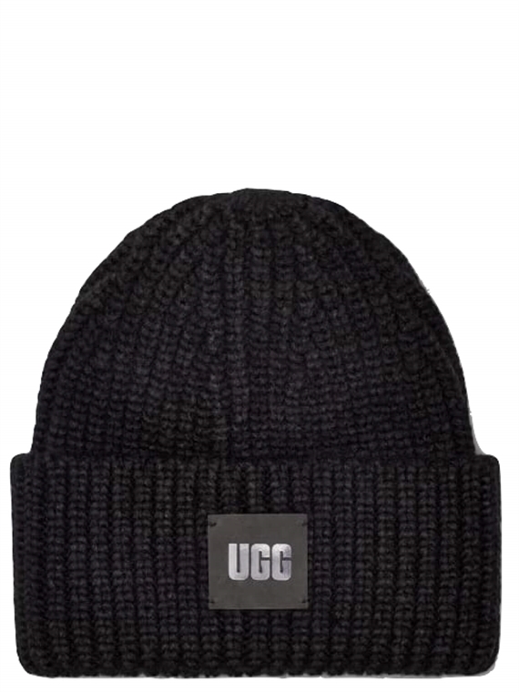 UGG Chunky Rib Beanie W. Logo, Sort