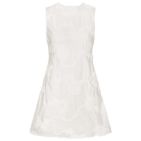 Rotate Flower Mini Flared Kjole, Bright White