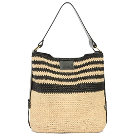 Isabel Marant Bayia Raffia Bucket Bag, Black/Natural