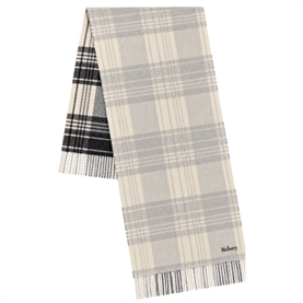 Mulberry Large Reversible Heritage Check Scarf Eggshell-Black