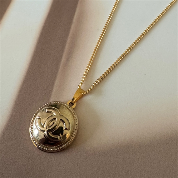 Vintage Treasures Halskæde M. Chanelknap, Guld