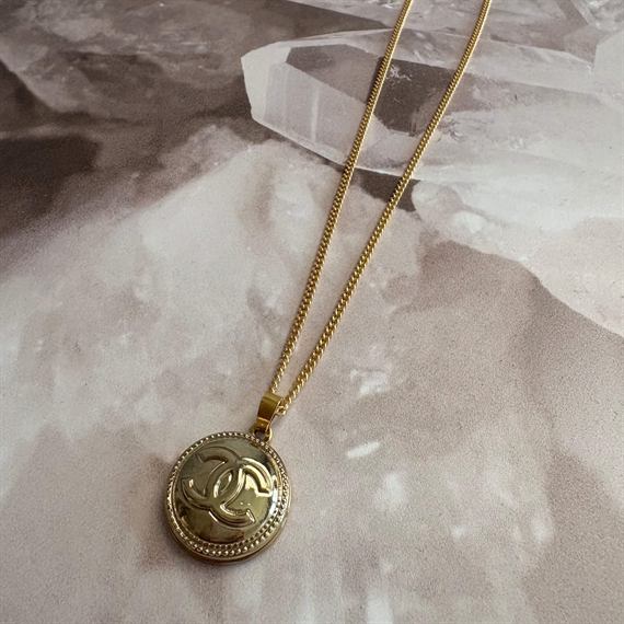 Vintage Treasures Halskæde M. Chanelknap, Guld