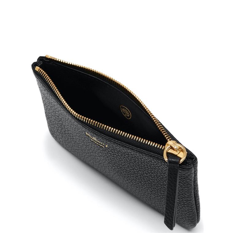 Zip Coin Pouch Black Classic Grain Mulberry