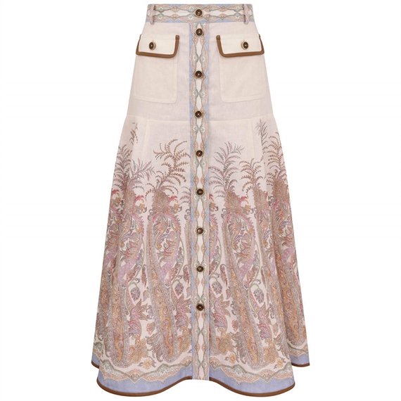 Zimmermann Alchemy A-Line Nederdel, Cream Paisley