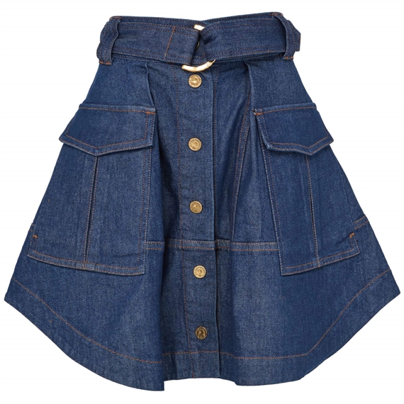 Zimmermann Denim Cargo Mini Nederdel, Ink