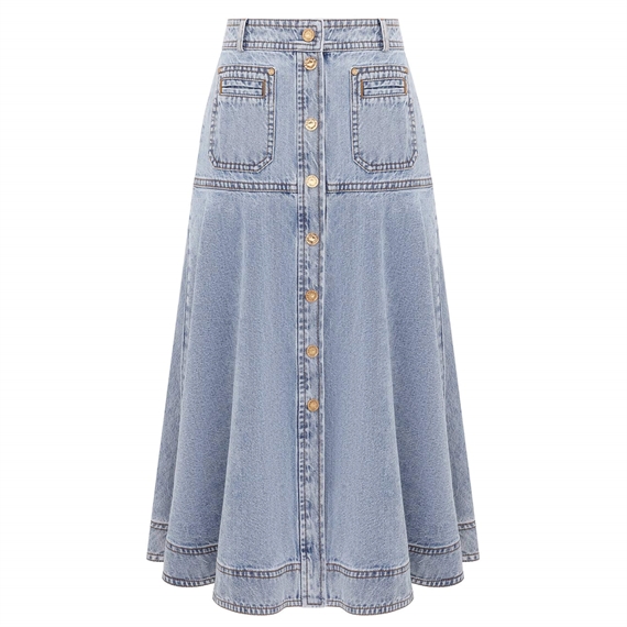 Zimmermann Denim Midi Nederdel, Sea Form 