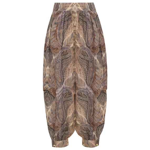 Zimmermann Hypnotic Silk Harem Bukser, Denim Paisley 