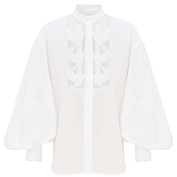 Zimmermann Luna Applique Bluse, Ivory 