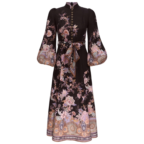 Zimmermann Luna Button Midi Kjole, Midnight Paisley