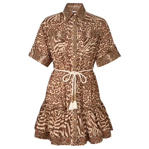 Zimmermann Wanderlust Lantern Mini Kjole, Spliced Print