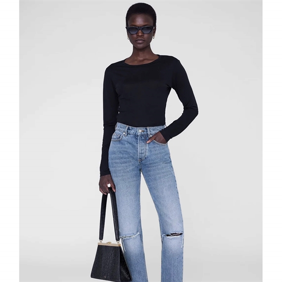 Anine Bing Sylvie Long Sleeve Bluse, Black