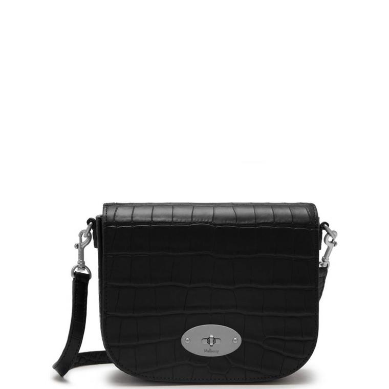 Small Darley Satchel Black Matte Croc - Mulberry