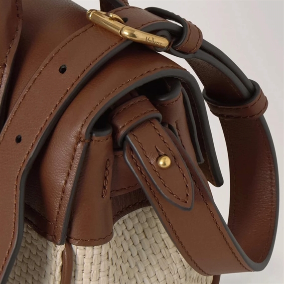 Mulberry Mini Bayswater Raffia, Ecru-Bright Oak