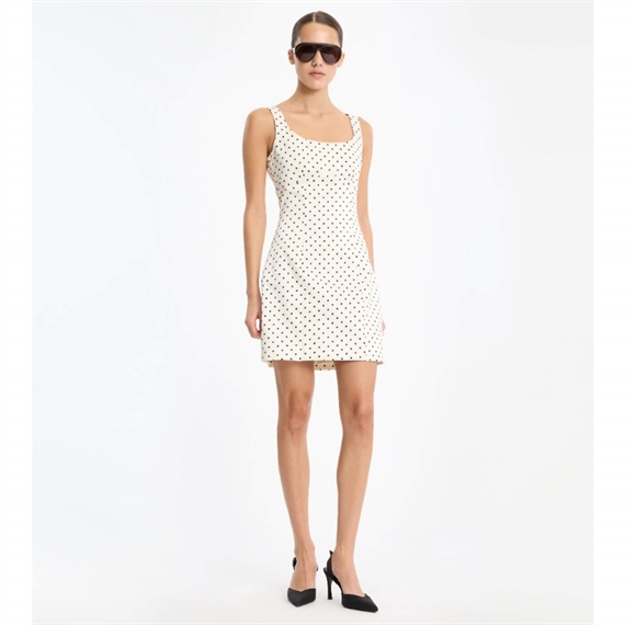 Rotate Polka Dot Mini Kjole, Creme