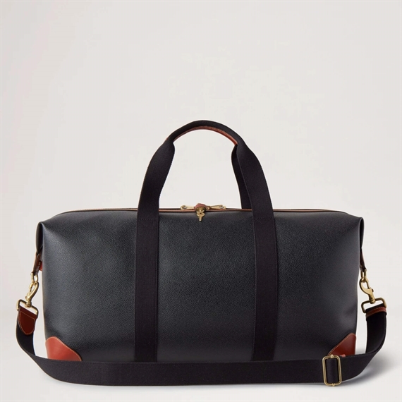 Mulberry Heritage Medium Clipper Black & Cognac Scotchgrain & Flat Calf