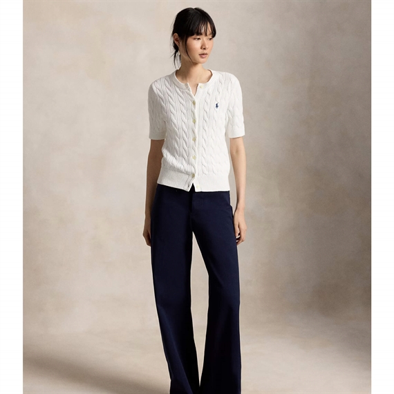 Polo Ralph Lauren Cable-Knit Cotton Short-Sleeve Cardigan, Hvid