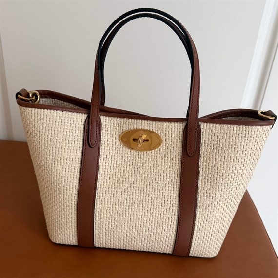 Mulberry Mini Bayswater Tote Raffia, Ecru-Bright Oak 