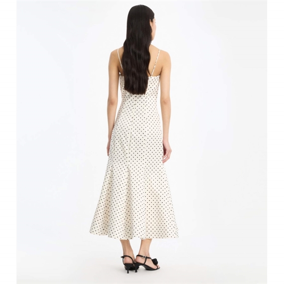 Rotate Polka Dot Midi Kjole, Creme