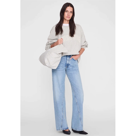 Anine Bing Miles Sweatshirt, Washed White Leopard